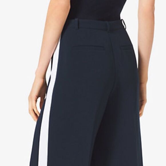 Michael Kors Cady Blue Tuxedo Stripe Ankle Pants Classy Sz 6 NWT - Picture 7 of 12